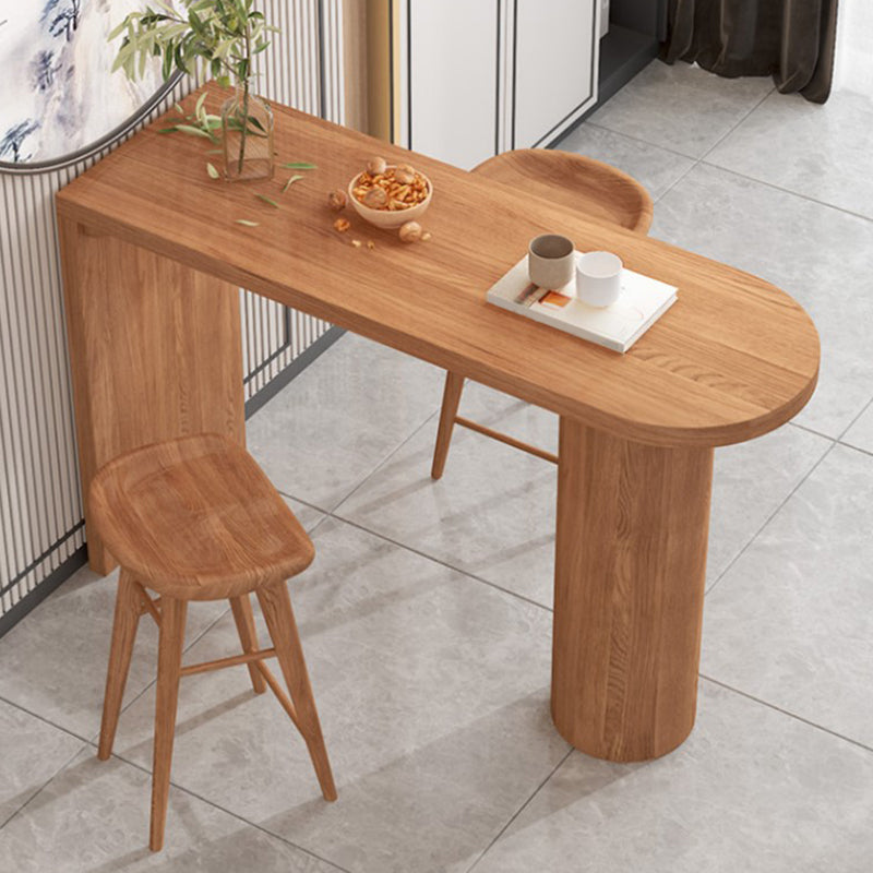 Specialty Pine Wood Top Bar Table Matte Finish Contemporary Pub Table