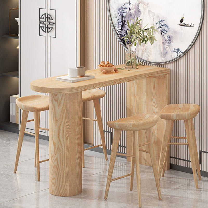 Specialty Pine Wood Top Bar Table Matte Finish Contemporary Pub Table