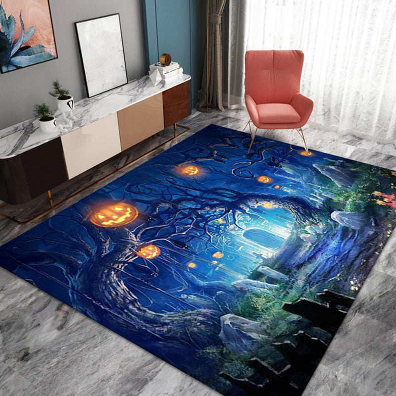 Contemporary Rug Halloween Polyester Carpet Stain Resistant Area Rug for Living Room
