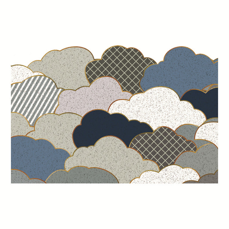 Trendy Scroll Pattern Rug Polyester Carpet Non-Slip Backing Area Rug for Living Room