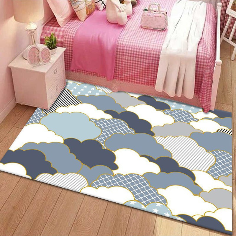 Trendy Scroll Pattern Rug Polyester Carpet Non-Slip Backing Area Rug for Living Room