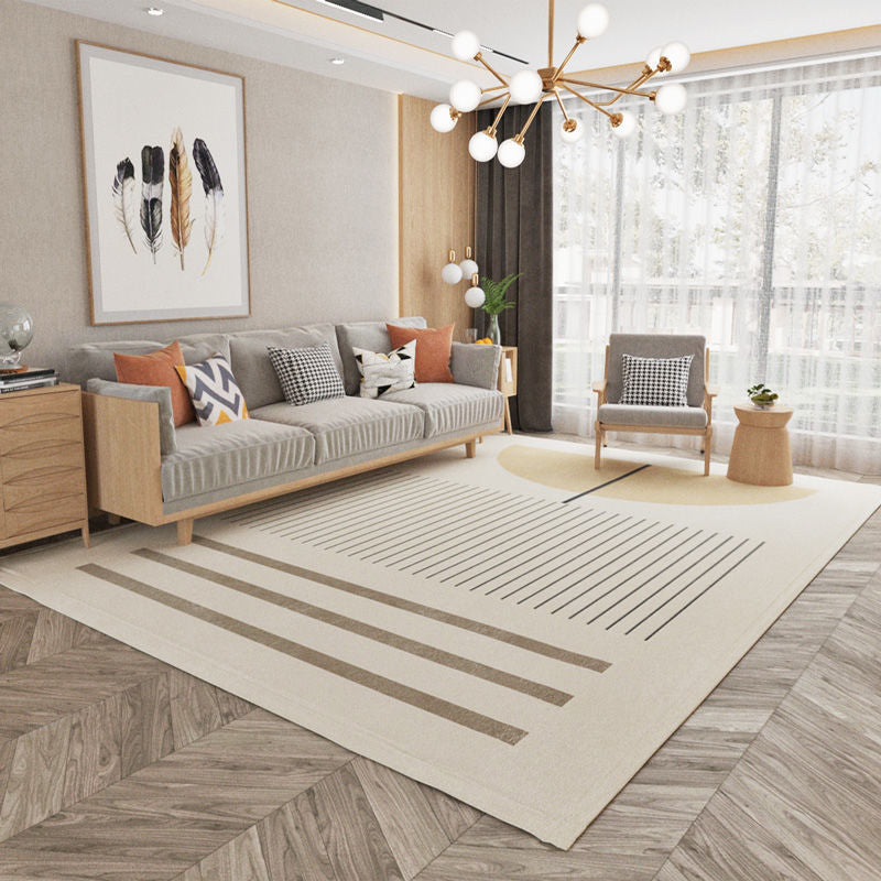 Minimalist Polyester Carpet Color Block Area Rug Non-Slip Backing Carpet for Living Room