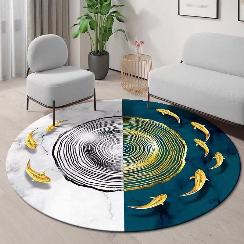 Gorgeous Living Room Carpet Trendy Round Area Rug Polyester Non-Slip Backing Indoor Rug