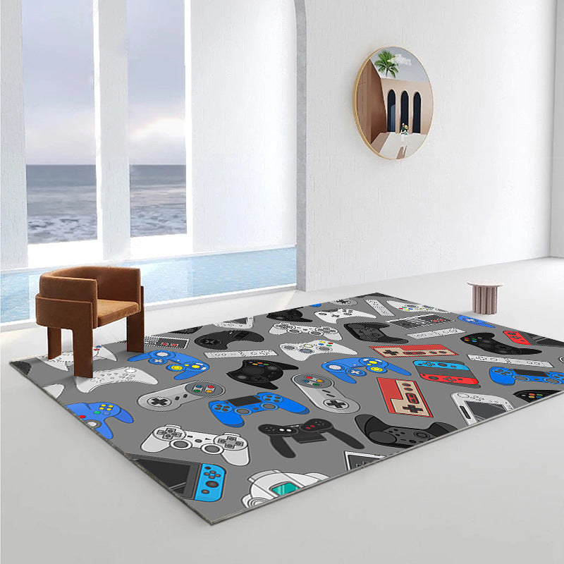 Modern Gamepad Printed Carpet Polyester Rug Washable Indoor Carpet for Home Decoration
