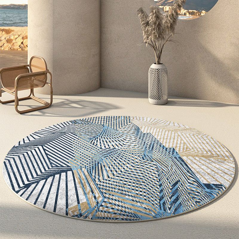 Minimalist Round Carpet Trendy Polyester Area Rug Stain Resistant Rug for Living Room