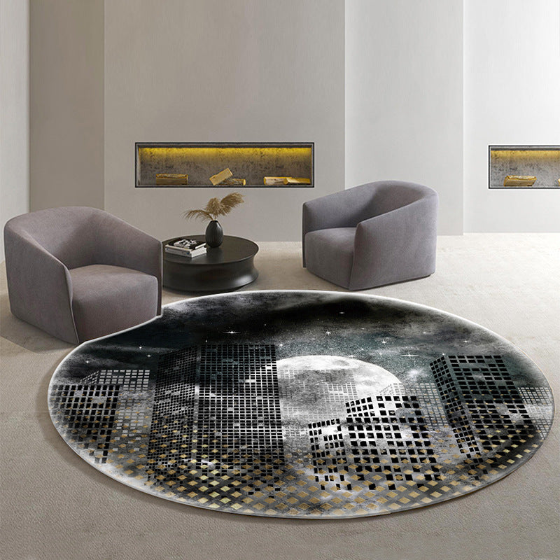 Minimalist Round Carpet Trendy Polyester Area Rug Stain Resistant Rug for Living Room