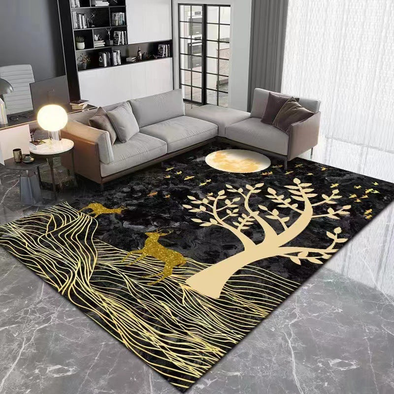 Minimalist Carpet Modern Abstract Print Rug Polyester Anti-Slip Carpet for Living Room