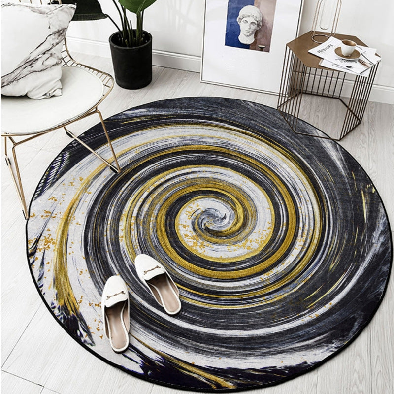 Bold Round Carpet Modern Abstract Carpet Washable Polyester Rug with Non-Slip Backing