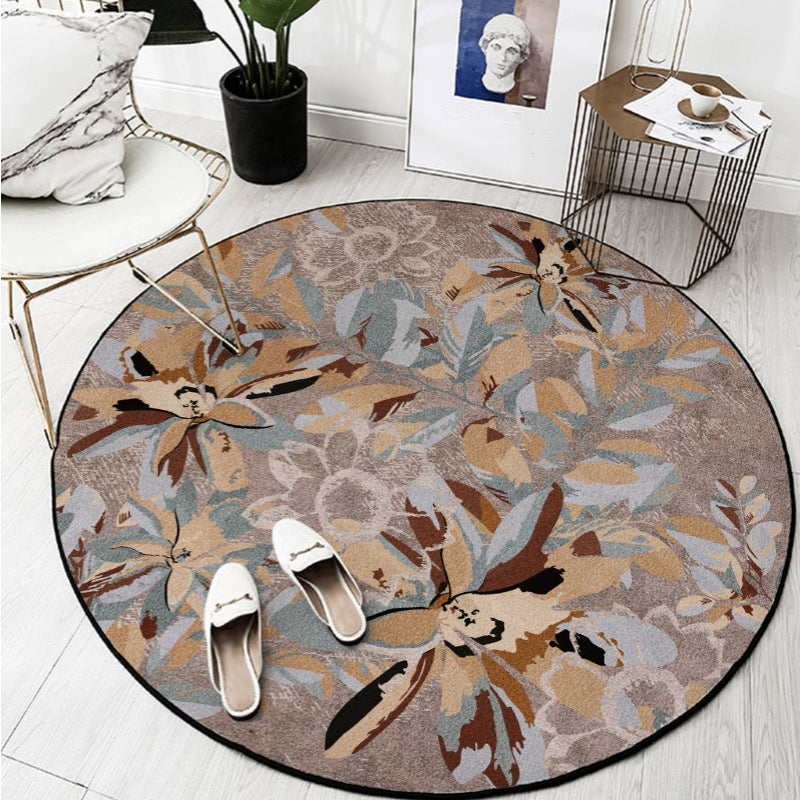 Bold Round Carpet Modern Abstract Carpet Washable Polyester Rug with Non-Slip Backing