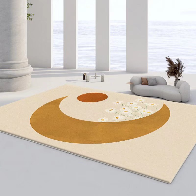 Creative Flowers Print Carpet Polyester Rug Pet Friendly Indoor Rug for Living Room