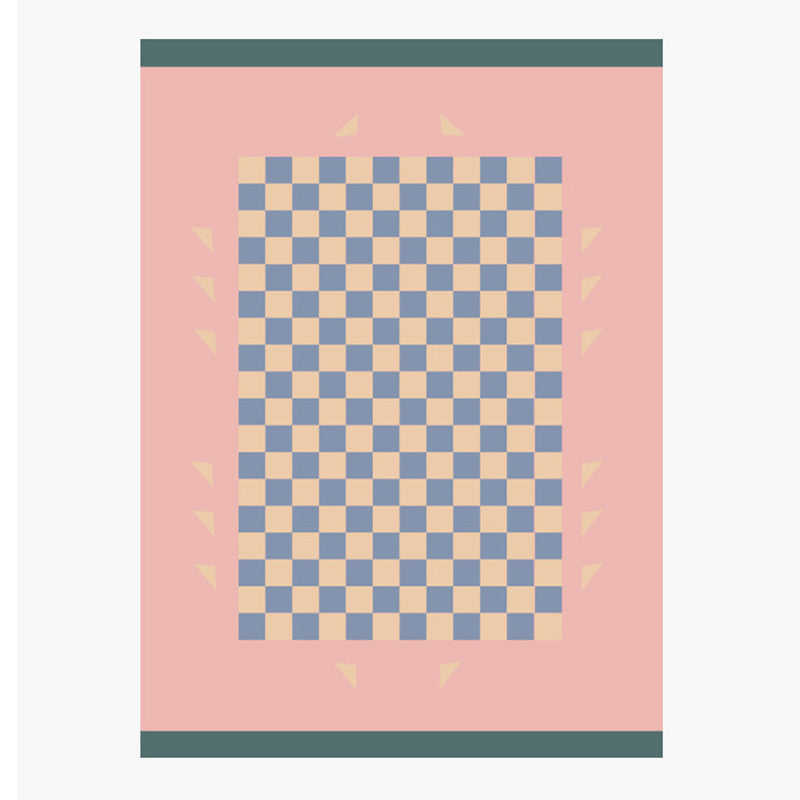 Classical Indoor Carpet Funky Plaid Print Rug Stain Resistant Carpet for Home Decor