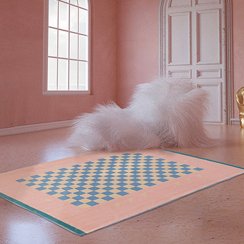 Classical Indoor Carpet Funky Plaid Print Rug Stain Resistant Carpet for Home Decor