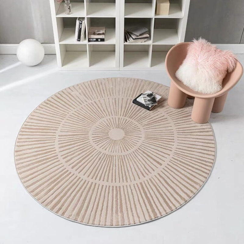 Simplicity Apricot Carpet Modern Round Rug Polyester Stain Resistant Rug for Living Room