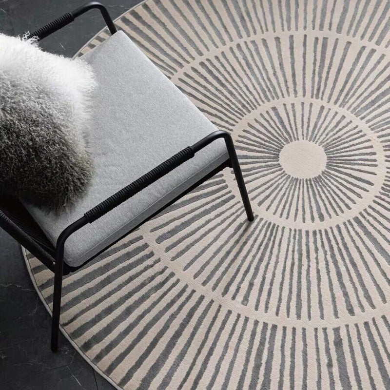 Simplicity Apricot Carpet Modern Round Rug Polyester Stain Resistant Rug for Living Room