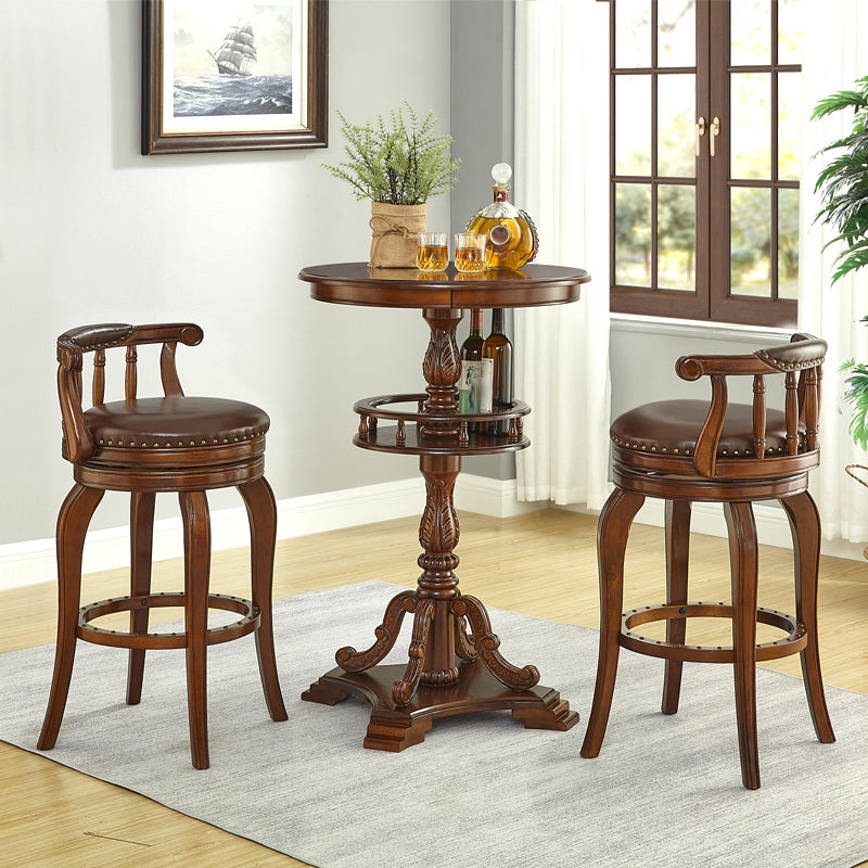 Modern 1/3 Pieces Solid Wood Pub Table Set Round Counter Table for Dining Room