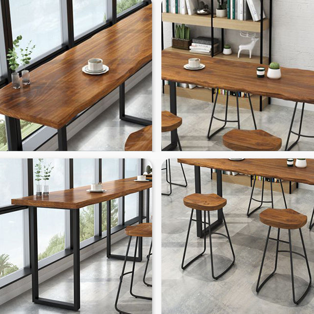 Modern Bar Table Set 1/2/5 Pieces Rectangle Pine Wood Counter Table with High Stools