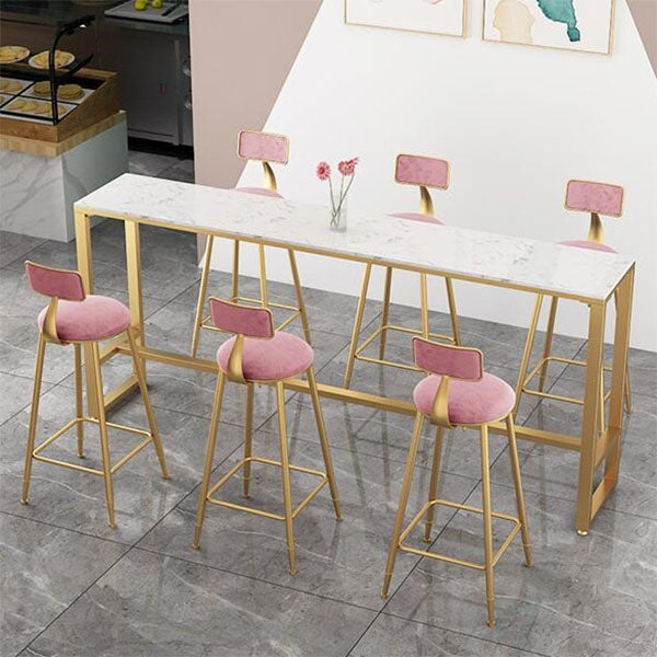 Luxurious Rectangular Pub Table Set 1/4/7 Pieces Stone Top Counter Table Set