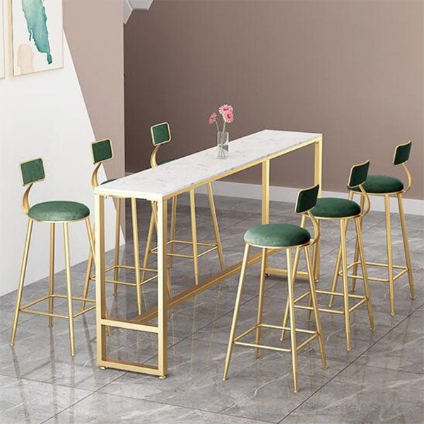 Luxurious Rectangular Pub Table Set 1/4/7 Pieces Stone Top Counter Table Set