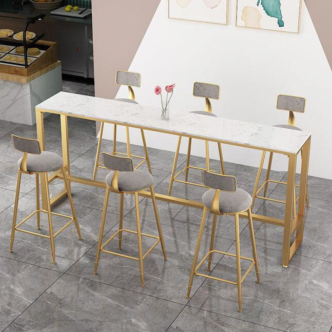 Luxurious Rectangular Pub Table Set 1/4/7 Pieces Stone Top Counter Table Set