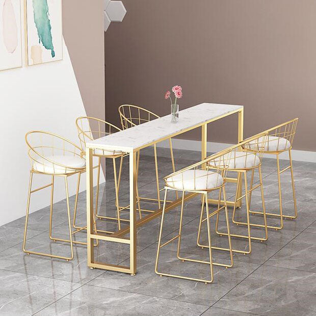 Luxurious Rectangular Pub Table Set 1/4/7 Pieces Stone Top Counter Table Set