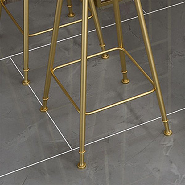 Glam 1/2/3 Pieces Bar Table Set Rectangle Stone Bar Table with Metal High Stools