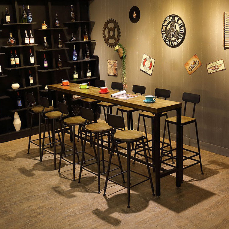 Industrial Bar Table Set 1/6/11 Pieces Rectangle Pine Wood Counter Table for Bar