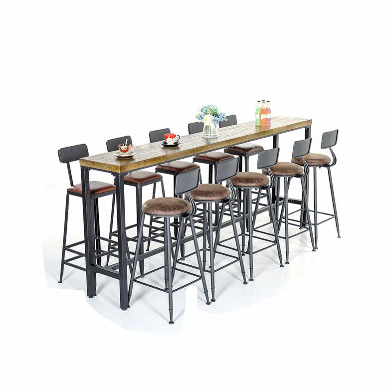 Industrial Bar Table Set 1/6/11 Pieces Rectangle Pine Wood Counter Table for Bar
