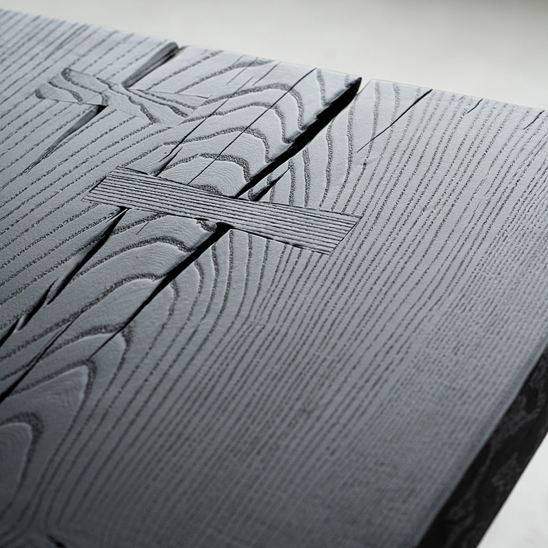 Black Ash Wood Top Bar Table with Acrylic Base Modern Pub Table with Double Pedestal