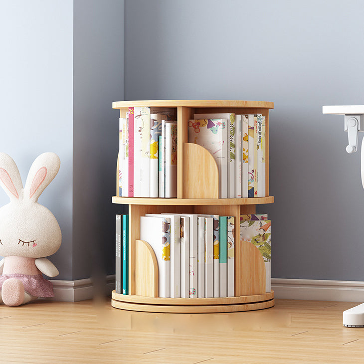 Round Rotatable Bookcase Wooden Closed Storage Bookshelf for Home Office, 16" / 18" W