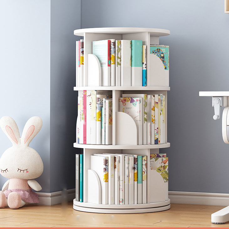 Round Rotatable Bookcase Wooden Closed Storage Bookshelf for Home Office, 16" / 18" W