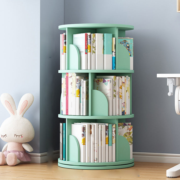 Round Rotatable Bookcase Wooden Closed Storage Bookshelf for Home Office, 16" / 18" W