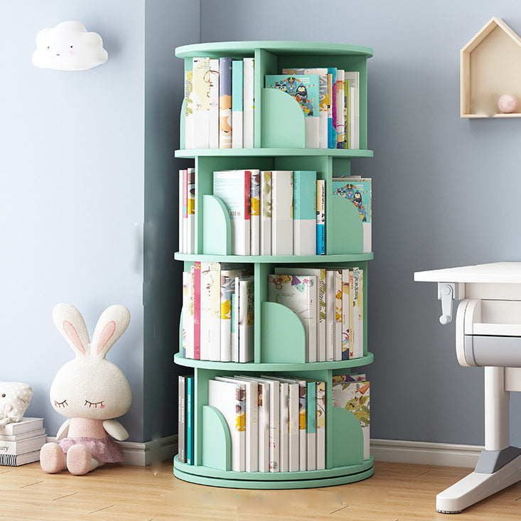 Round Rotatable Bookcase Wooden Closed Storage Bookshelf for Home Office, 16" / 18" W