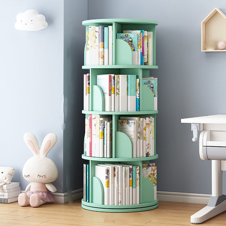 Round Rotatable Bookcase Wooden Closed Storage Bookshelf for Home Office, 16" / 18" W