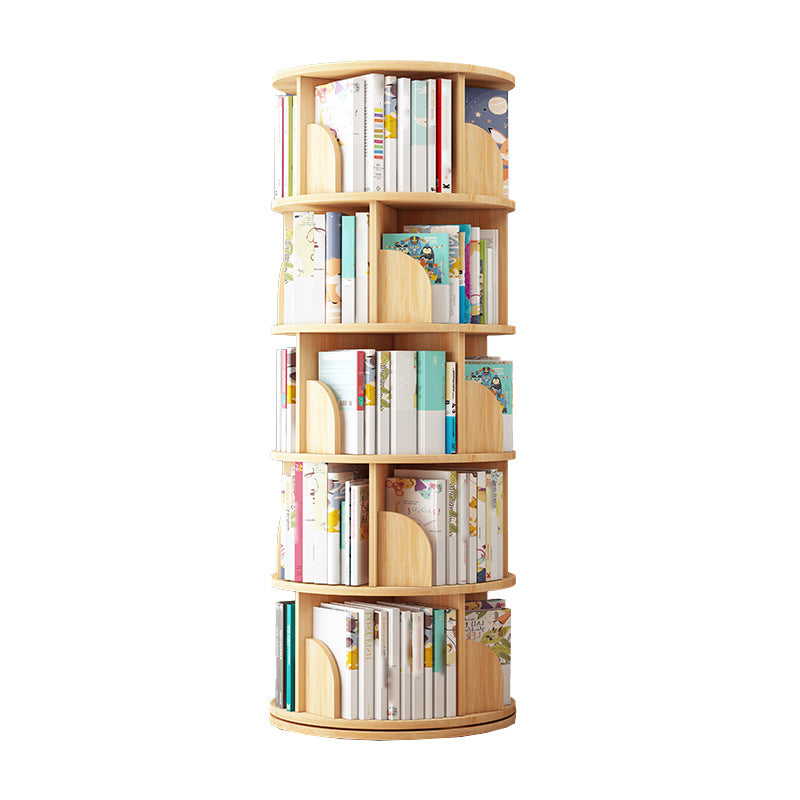 Round Rotatable Bookcase Wooden Closed Storage Bookshelf for Home Office, 16" / 18" W