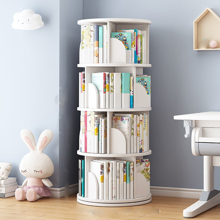 Round Rotatable Bookcase Wooden Closed Storage Bookshelf for Home Office, 16" / 18" W