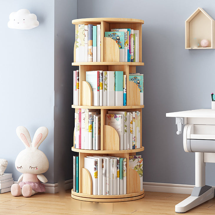 Round Rotatable Bookcase Wooden Closed Storage Bookshelf for Home Office, 16" / 18" W