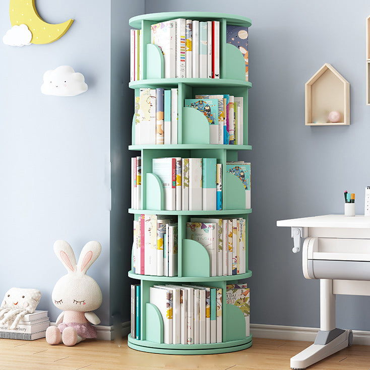 Round Rotatable Bookcase Wooden Closed Storage Bookshelf for Home Office, 16" / 18" W