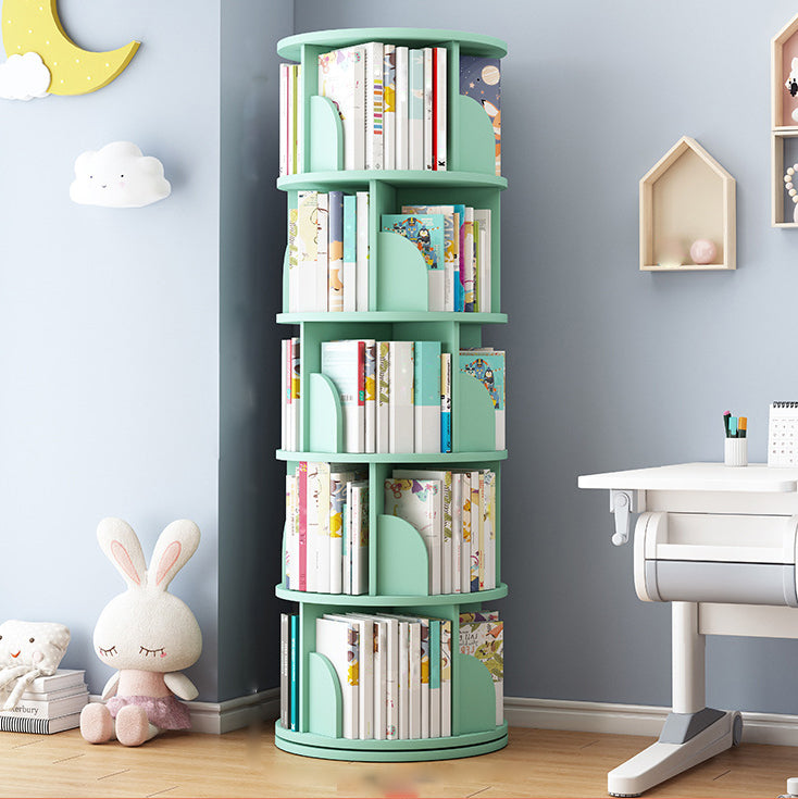 Round Rotatable Bookcase Wooden Closed Storage Bookshelf for Home Office, 16" / 18" W