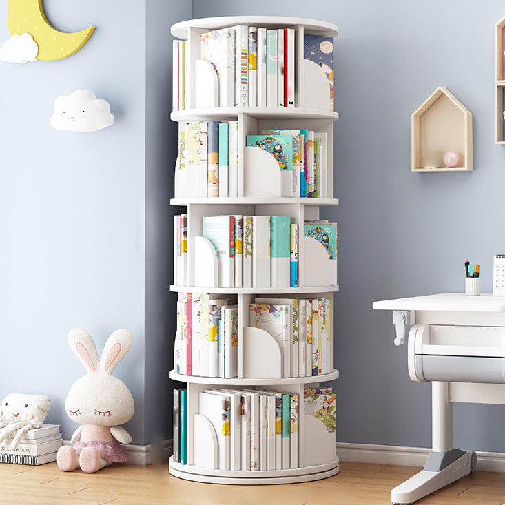 Round Rotatable Bookcase Wooden Closed Storage Bookshelf for Home Office, 16" / 18" W