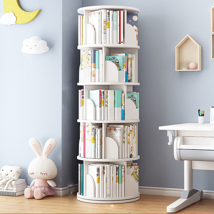 Round Rotatable Bookcase Wooden Closed Storage Bookshelf for Home Office, 16" / 18" W
