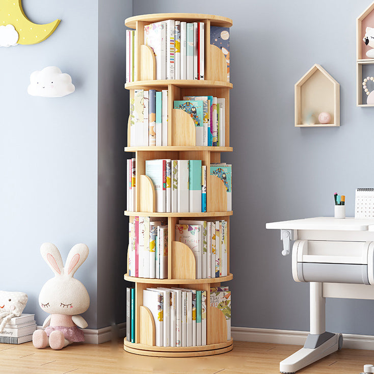 Round Rotatable Bookcase Wooden Closed Storage Bookshelf for Home Office, 16" / 18" W