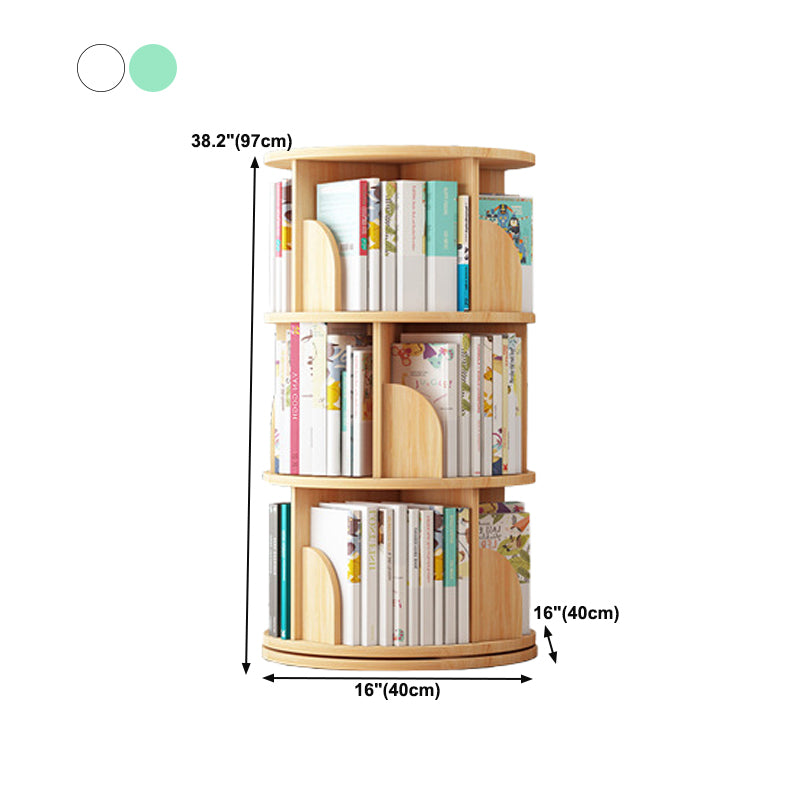Round Rotatable Bookcase Wooden Closed Storage Bookshelf for Home Office, 16" / 18" W