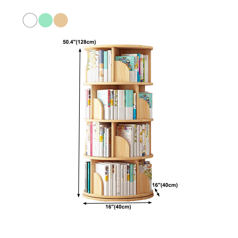 Round Rotatable Bookcase Wooden Closed Storage Bookshelf for Home Office, 16" / 18" W