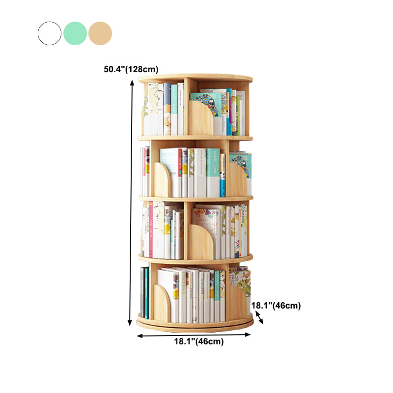 Round Rotatable Bookcase Wooden Closed Storage Bookshelf for Home Office, 16" / 18" W