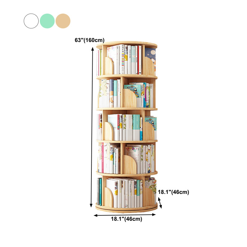 Round Rotatable Bookcase Wooden Closed Storage Bookshelf for Home Office, 16" / 18" W