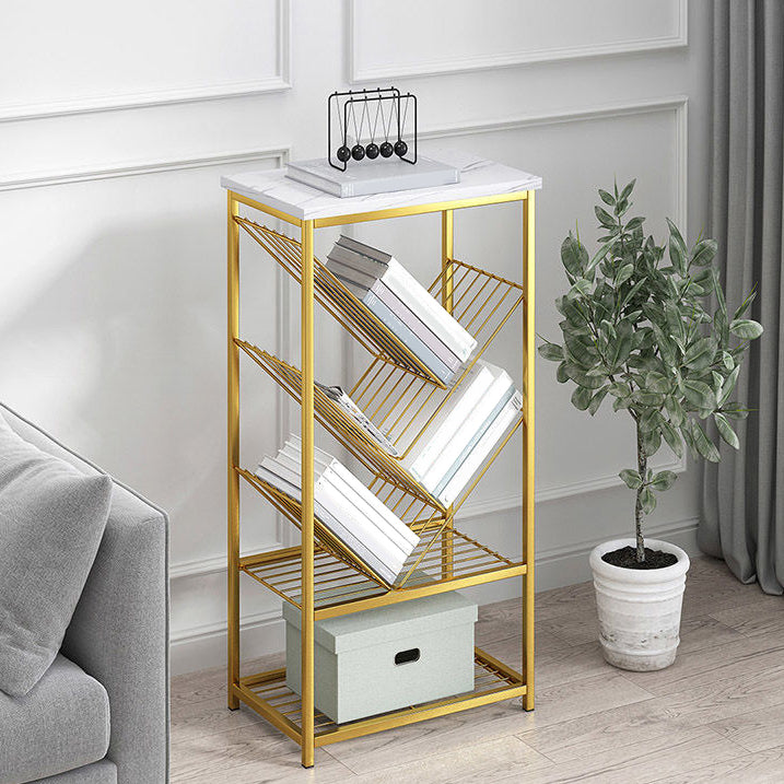 Modern Metal Book Shelf Home Open Back Bookcase with Shelves