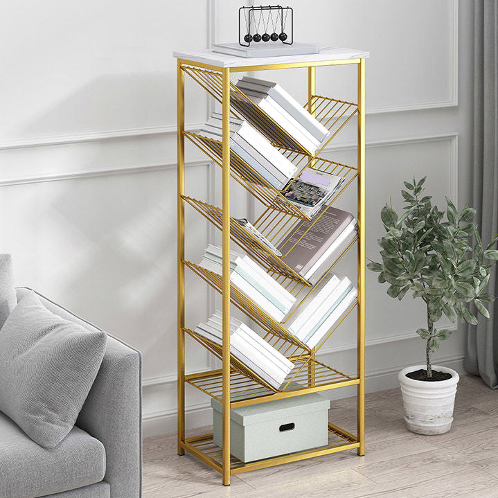 Modern Metal Book Shelf Home Open Back Bookcase with Shelves