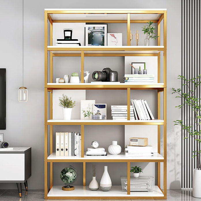 Modern Metal Book Shelf Home Open Back Bookcase with Shelves