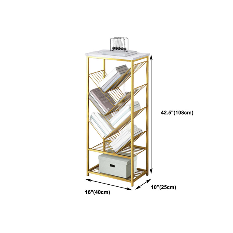 Modern Metal Book Shelf Home Open Back Bookcase with Shelves