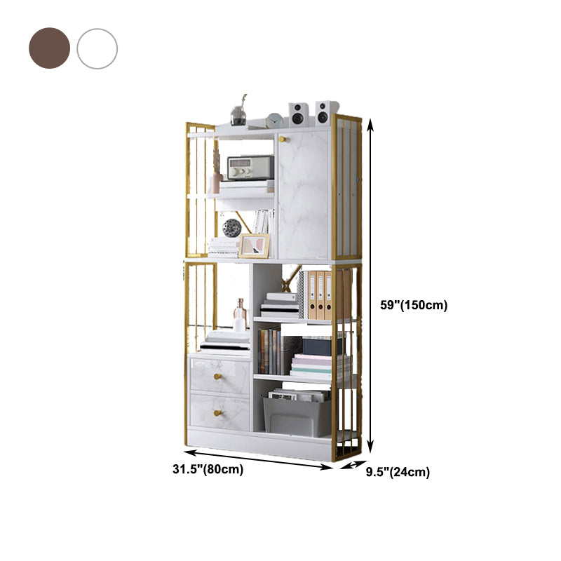 Modern Metal Book Shelf Home Open Back Bookcase with Shelves